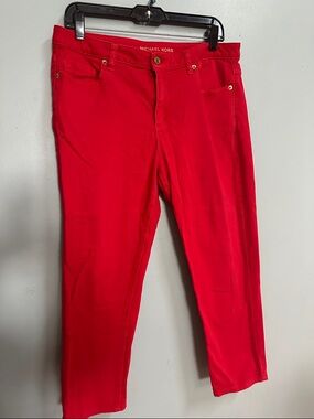 Michael Kors Red Cropped Ankle Jeans